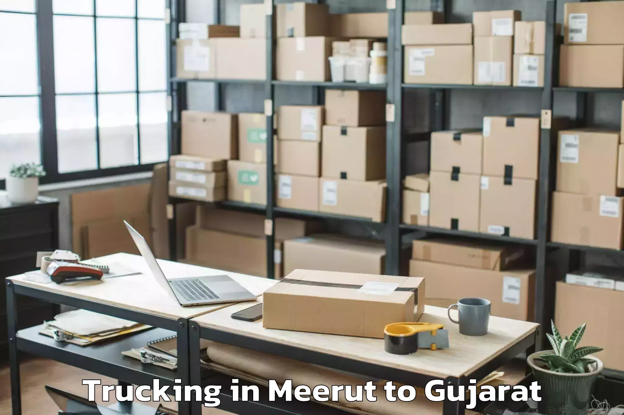 Top Meerut to Gujarat University Of Transpla Trucking Available